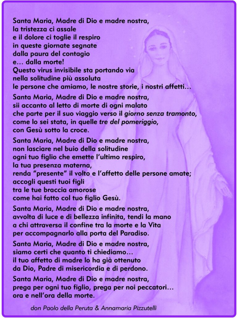 Preghiera a Maria per i morti da coronavirus 2020